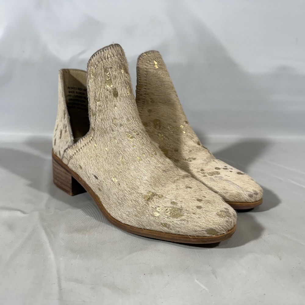 Coconuts Matisse Cow Dyed Hide Gold Pronto Split Shaft Booties Fur Cowgirl 6M